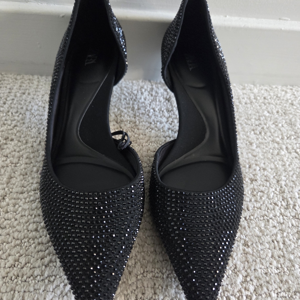 Zara Black Embellished Heels